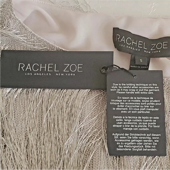 Rachel Zoe metallic silver fringe, boat neck, flapper style dress. - Picture 2 of 5